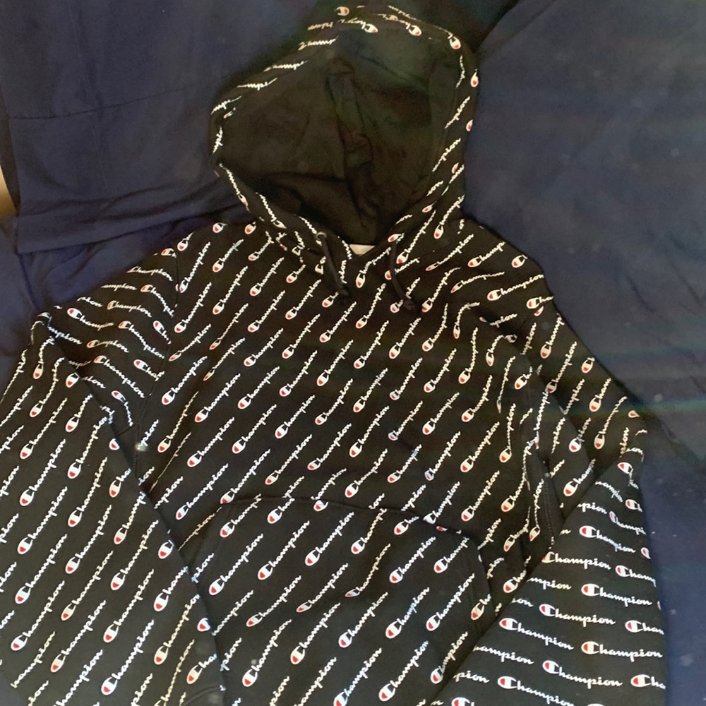 Champion Reverse Weave All Over Print Hoodie Black